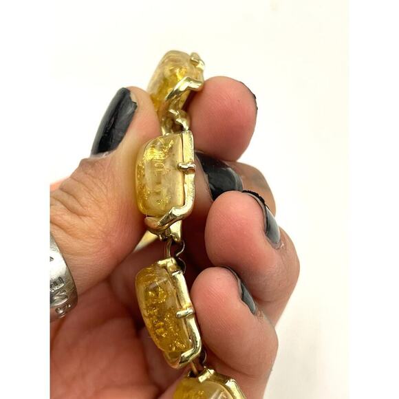 VTG Coro Confetti Necklace Thermoset Lucite with Gold Flecks 16" Signed MCM - Picture 15 of 16
